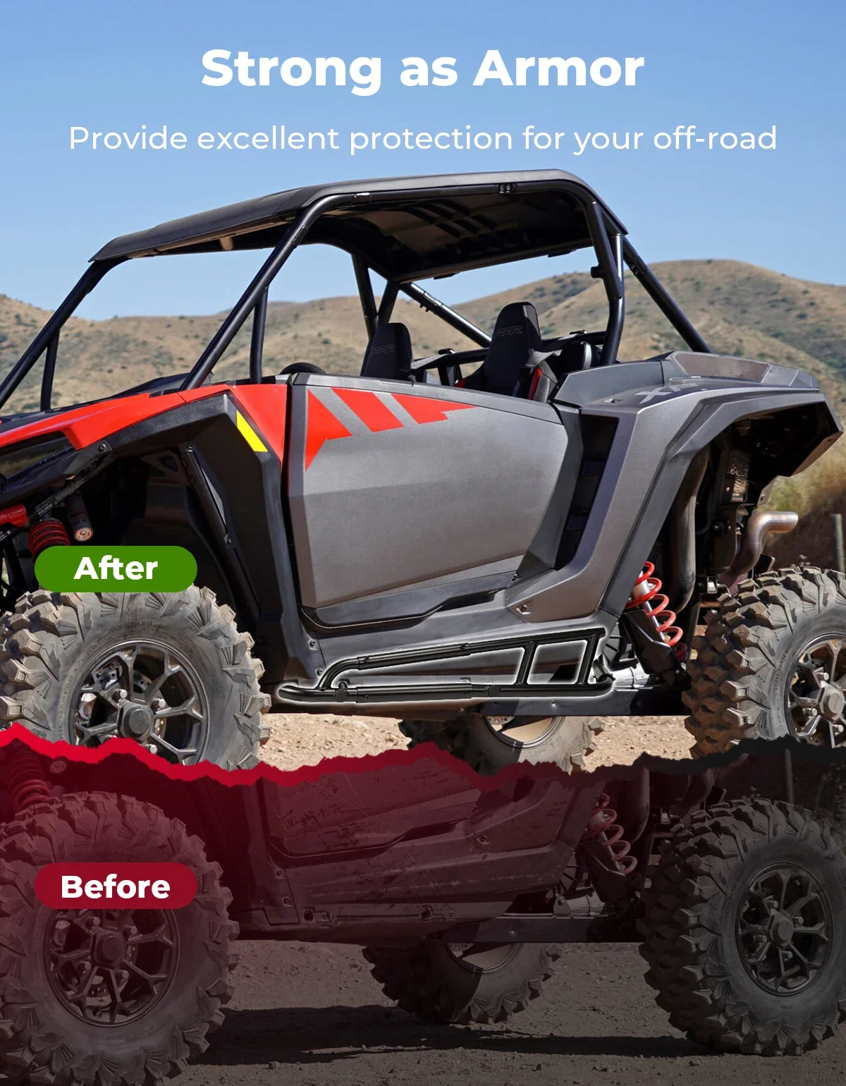 KEMIMOTO Стальные слайдеры для рок-ползунков совместимые с Polaris RZR XP 1000/ 4 1000 2024 2025 1