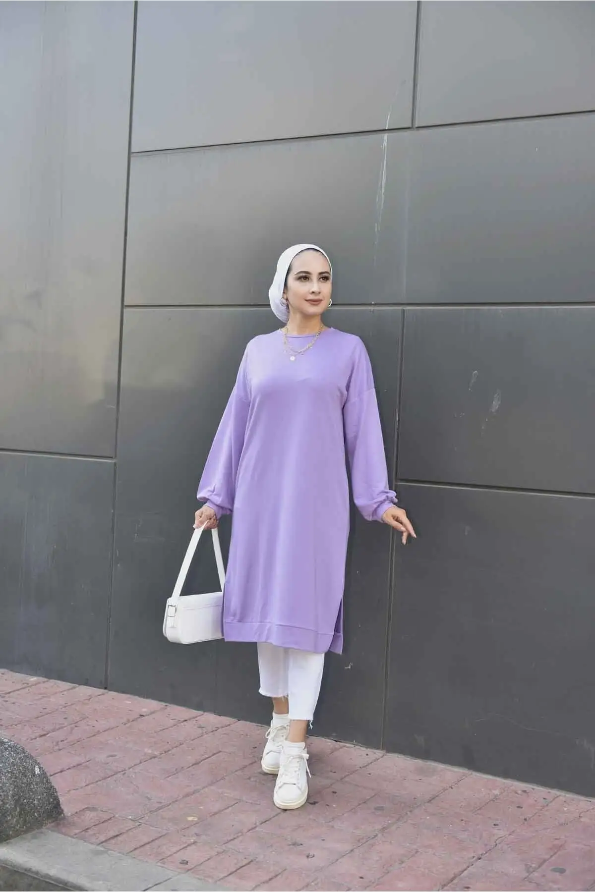 

1483 Hijab Туника фиолетовая фототкань и одежда