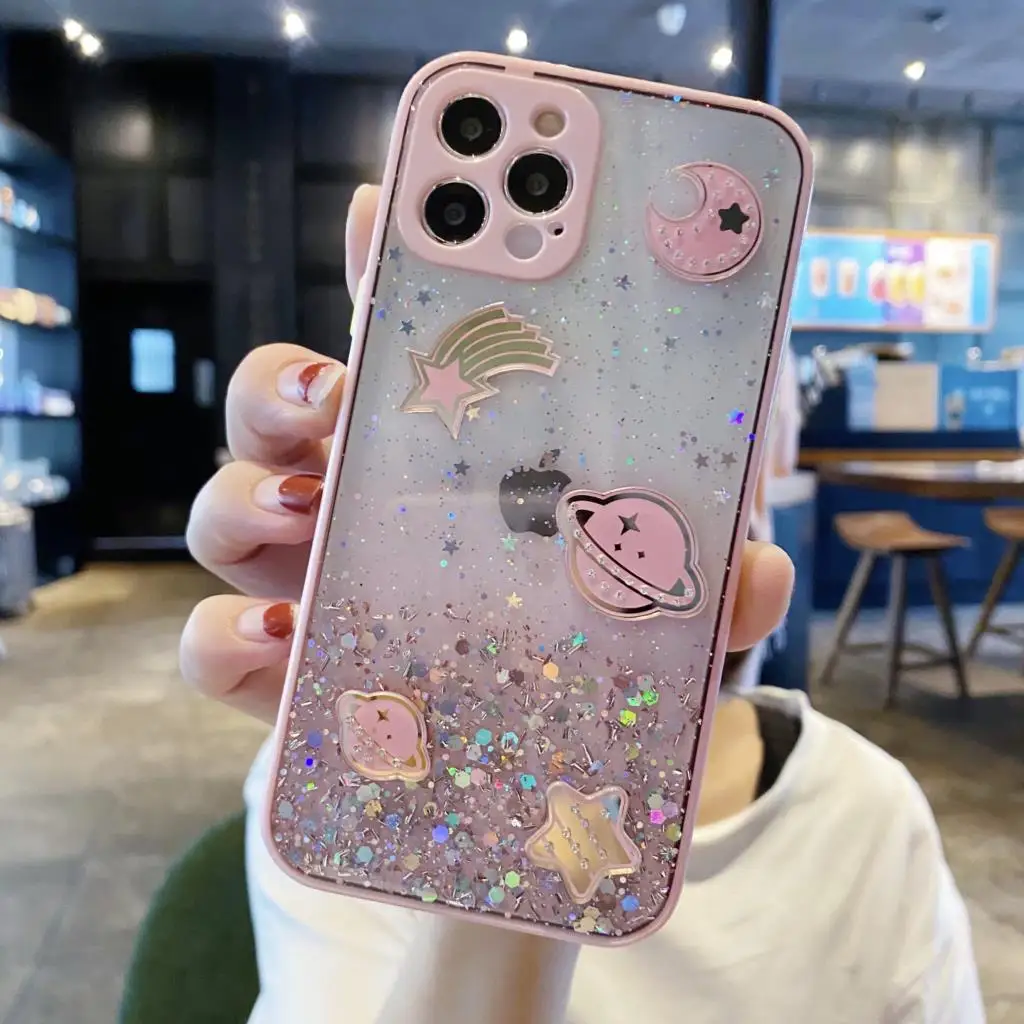 Мягкая задняя крышка из ТПУ с градиентными блестками для VIVO V21E Y95 Y19 Y21 Y73 Y20 V20 Y50 Y17