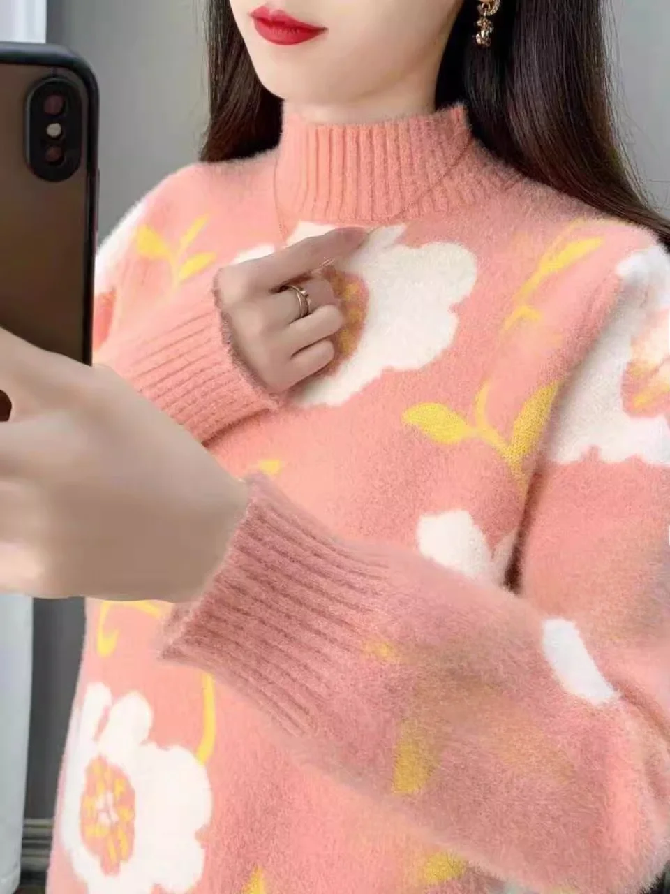 Quali осенне-зимний новый свитер с высоким воротником женский из искусственного