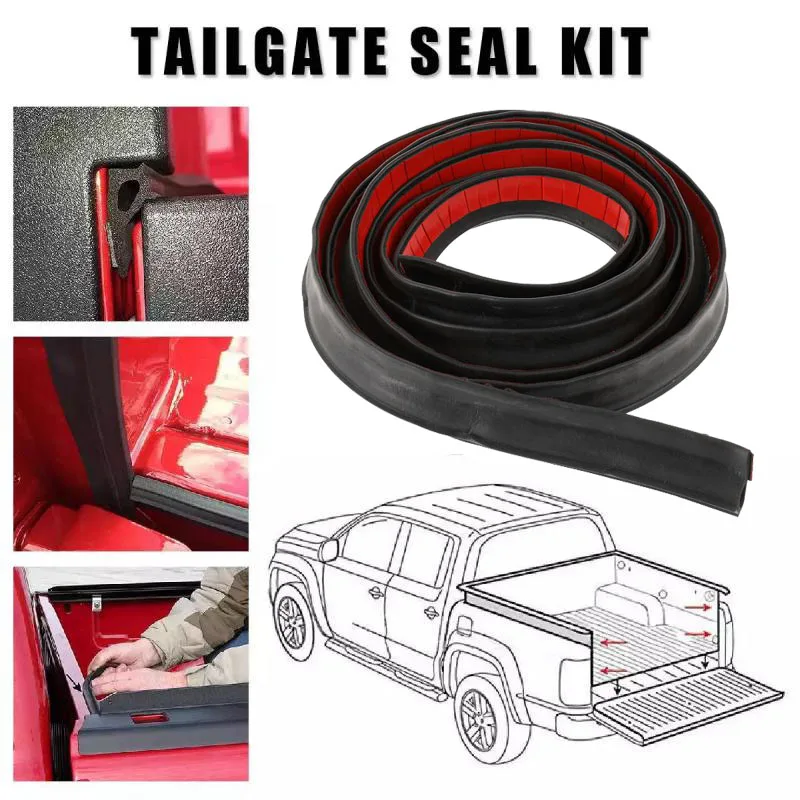 3/5m PVC Universal Weather Stripping Pickup Truck Bed Rubber Tailgate Seal Kit Tailgate Cover Sound Insulation Trim Strip