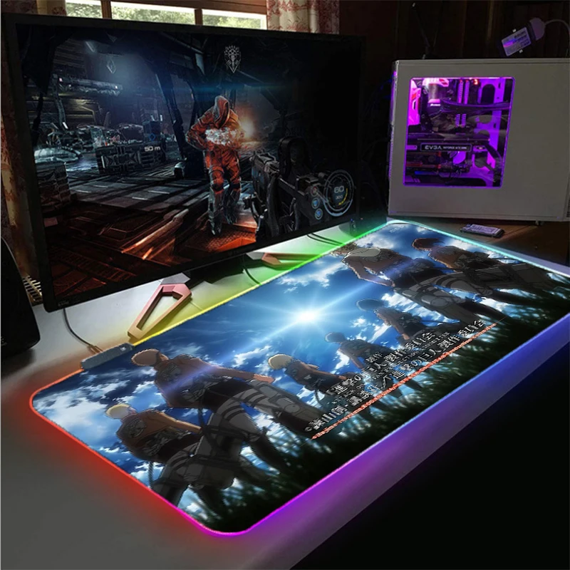 

RGB Large Mouse Pad Attack on Titan Computer Gaming Mousepad Keyboard Pad To Mouse Notbook PC Gamer Mouse Office Desk Mice Mats