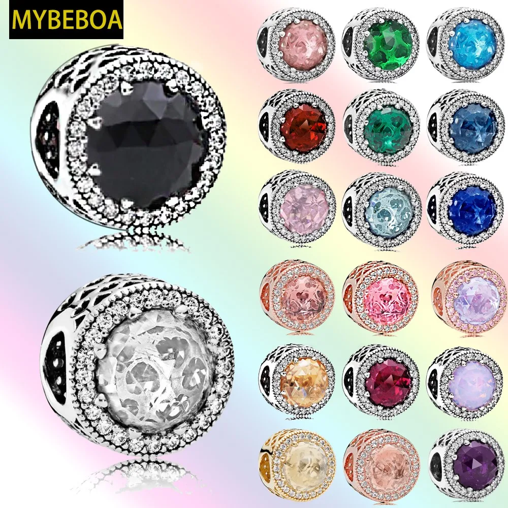 

MYBEBOA Classic 925 Sterling Silver Beads Cut Cubic Zirconia Cylinder Charms Fit Original Pandora Bracelets Women DIY Jewelry