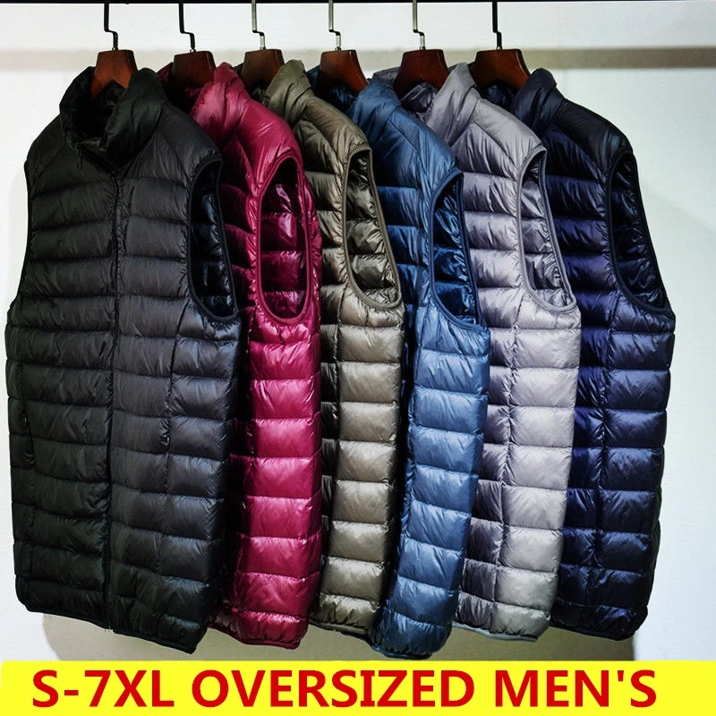 2022 New Men Spring Down Vest Jackets Men's Lightweight Water-Resistant Packable Puffer Sleeveless Vest Coats Plus Size 5xl 6xl