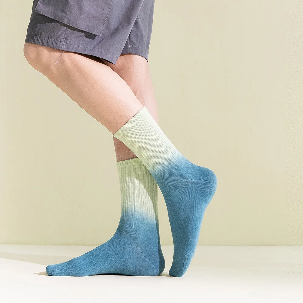 Originality Socks Men's Ins Tide Spring And Autumn Medium Tube Socks Ins Tie-Dye Outer Wear Colorful Sports Tide Brand Spring