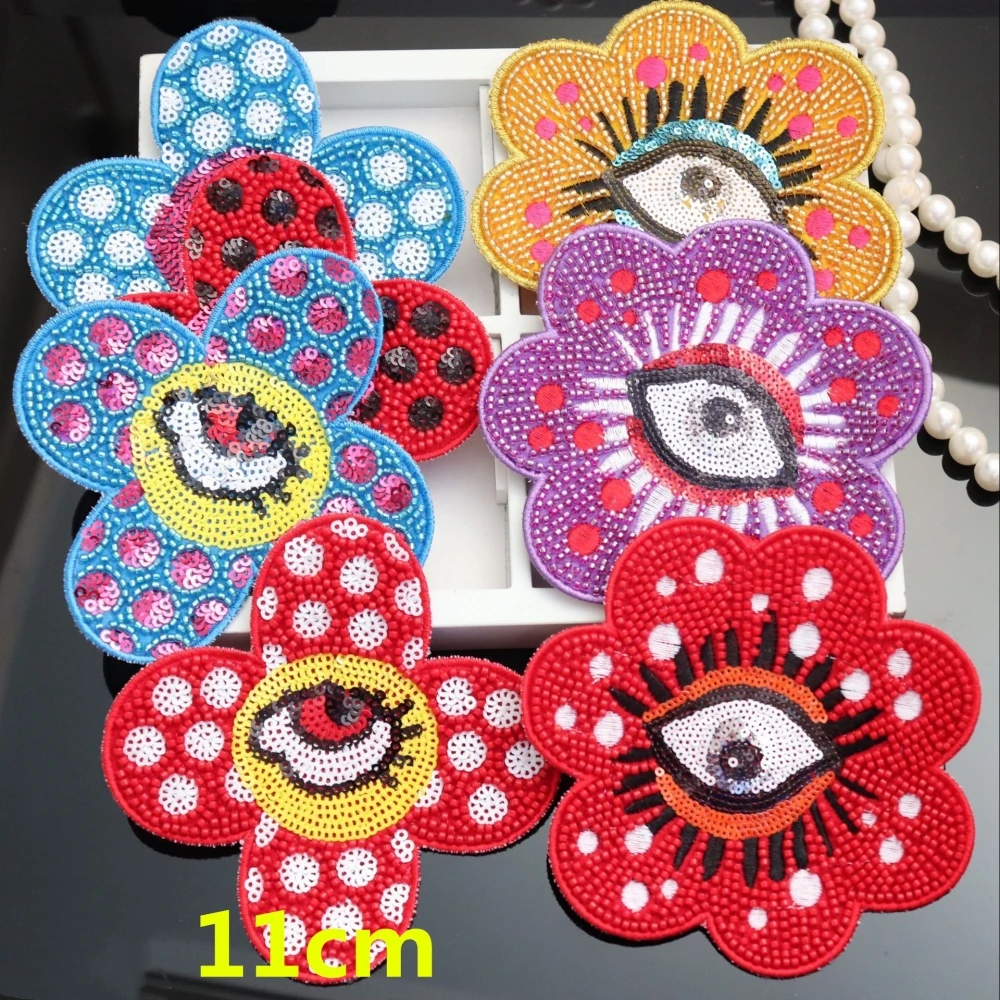 

Sequin Patches and Appliques Iron-on Patches Eyes Lips Flower DIY Badge Beaded Embroidery Patches for Jacket T-shirt Sticker