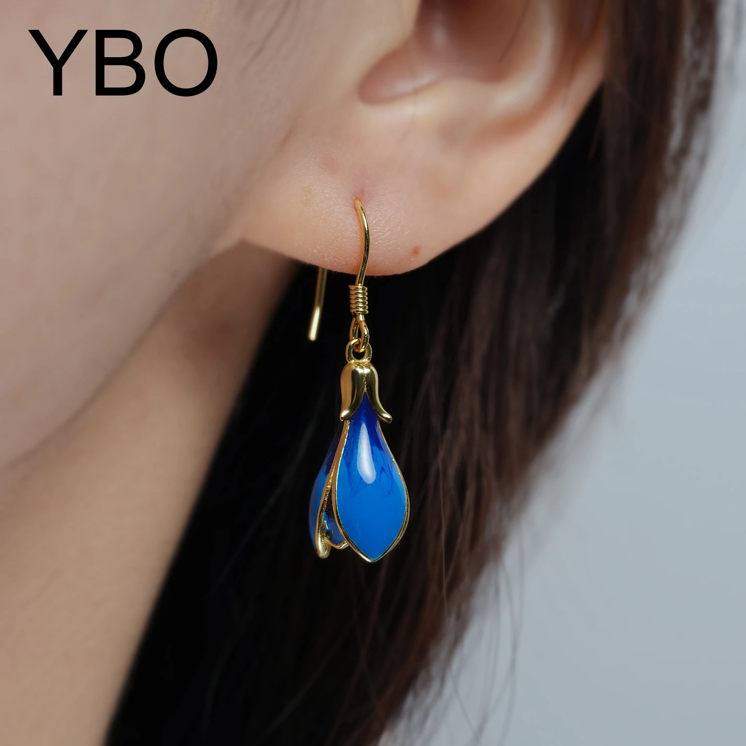 

YBO 2023 Trendy Tulip Flower Dangling Earrings For Women Girls 100% 925 Sterling Silver Drop Earring Luxury Party Wedding Jewels