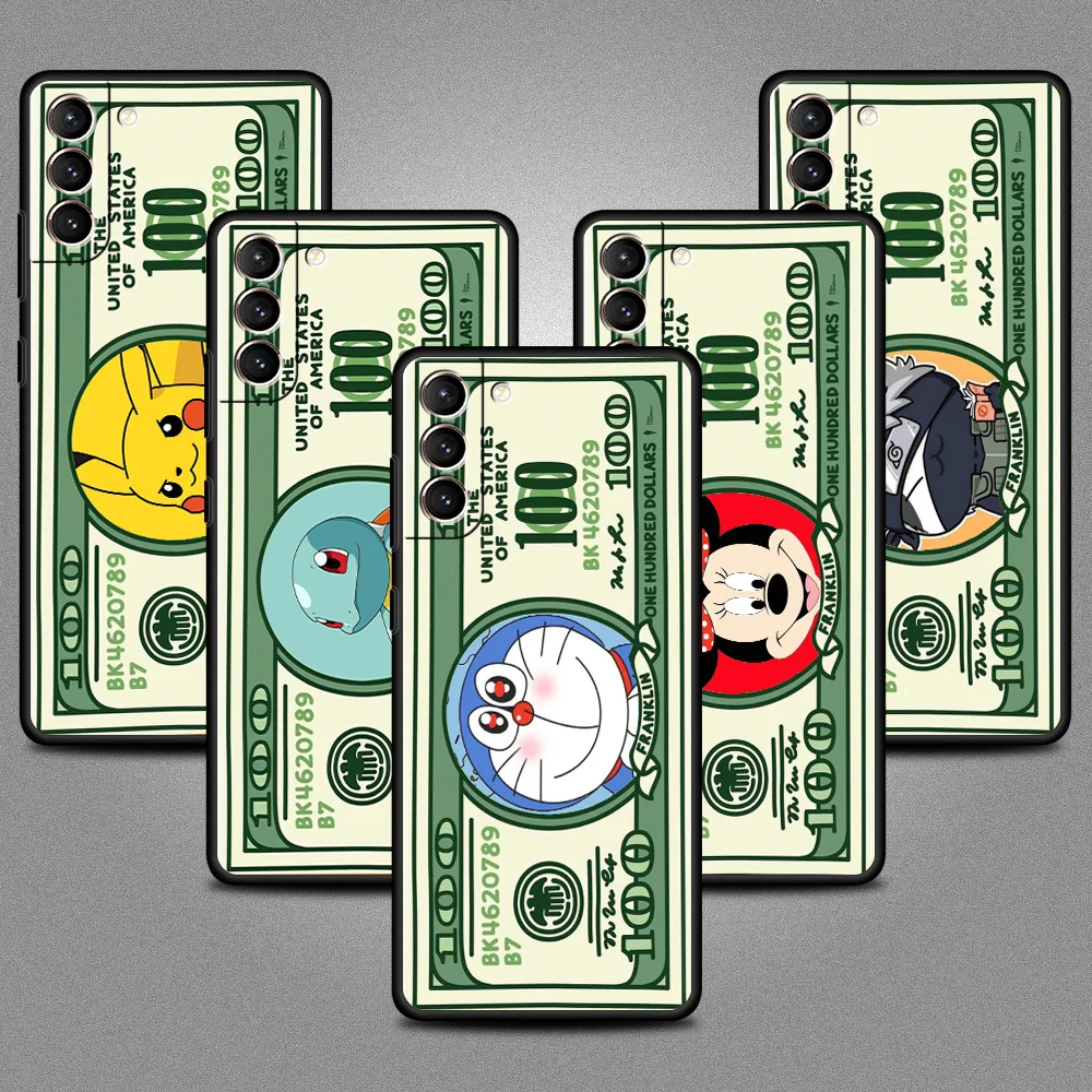 

Luxury Dollar Case For Samsung Galaxy S22 S20 S21 FE S10 S9 Plus S8 Note 20 Ultra 10 Lite Pikachu Mickey Naruto Phone Fundas