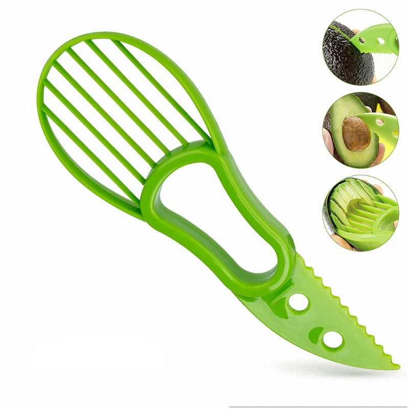 

3 In 1 Avocado Slicer Shea Corer Butter Fruit Peeler Cutter Pulp Separator Plastic Knife Kitchen Vegetable Tools Kitchen Gadgets