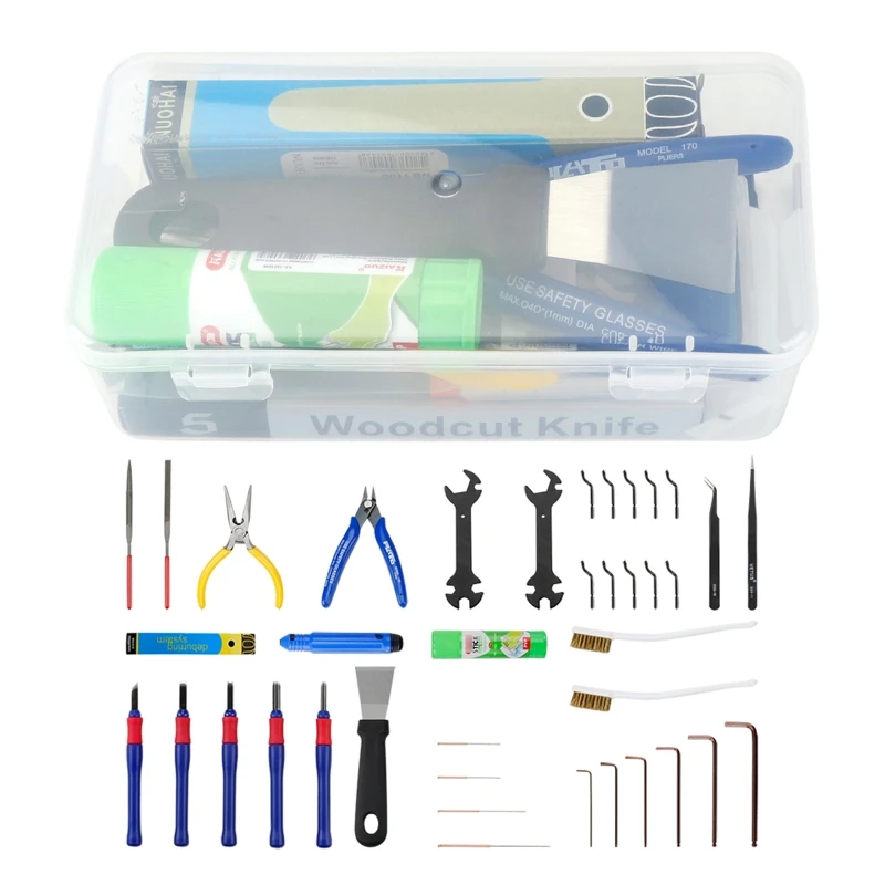 

3D Printer Nozzle Consumables Cleaning Kit 3D Printing Model Allen Key Wrench Spatula Tweezers DIY Full Set of Tools