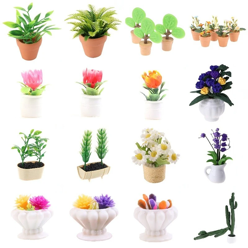 

1/12 Doll House Flowers Mini Tree Potted Wall Decor Flower Miniature Bonsai Garden Balcony Doll House Furniture Potted Plants