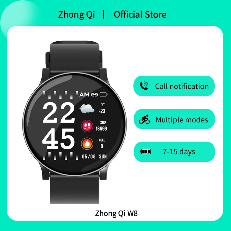 

Round Full-color Large Touch Screen Sport Fitness Music Smart Watch Call Reminder IP68 Waterproof Heart Rate Monitoring Watch