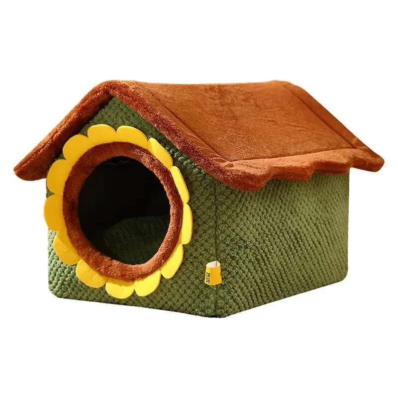 

Домик для кошки, новинка, милая кровать для кошки в виде подсолнуха, зимняя теплая палатка для кошки, мягкое и теплое зимнее гнездо для кошки, для конфиденциальности и комфорта, складная кошка