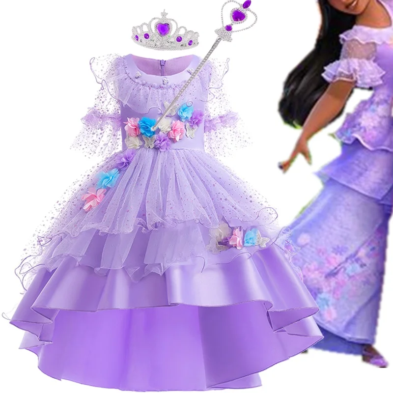 

Encanto Isabella Cosplay Princess Dress For Girls Mirabel Madriga Costumes Halloween Carnival Fancy Clothes Party Vestidos