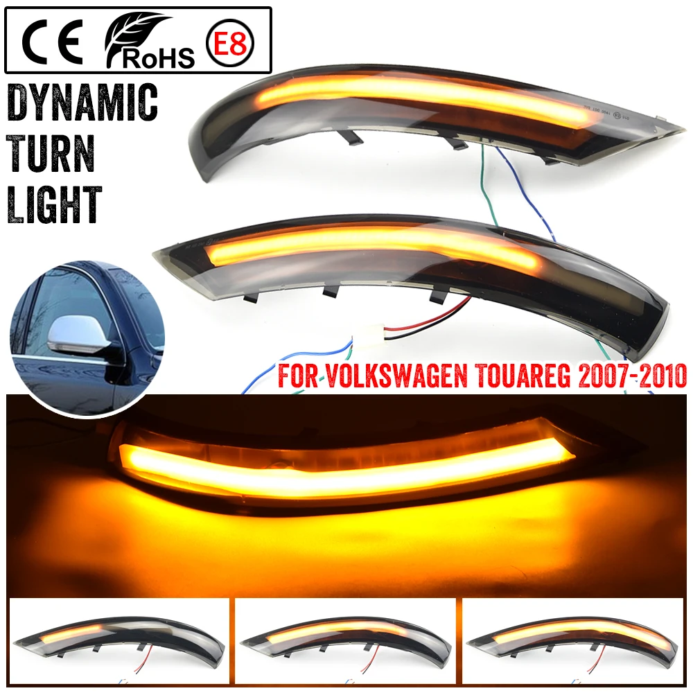 

2pcs For VW Volkswagen Touareg I MK1 7L 2007 2008 2009 2010 Car Dynamic Turn Signal Lamp Side Mirror Sequential LED Light