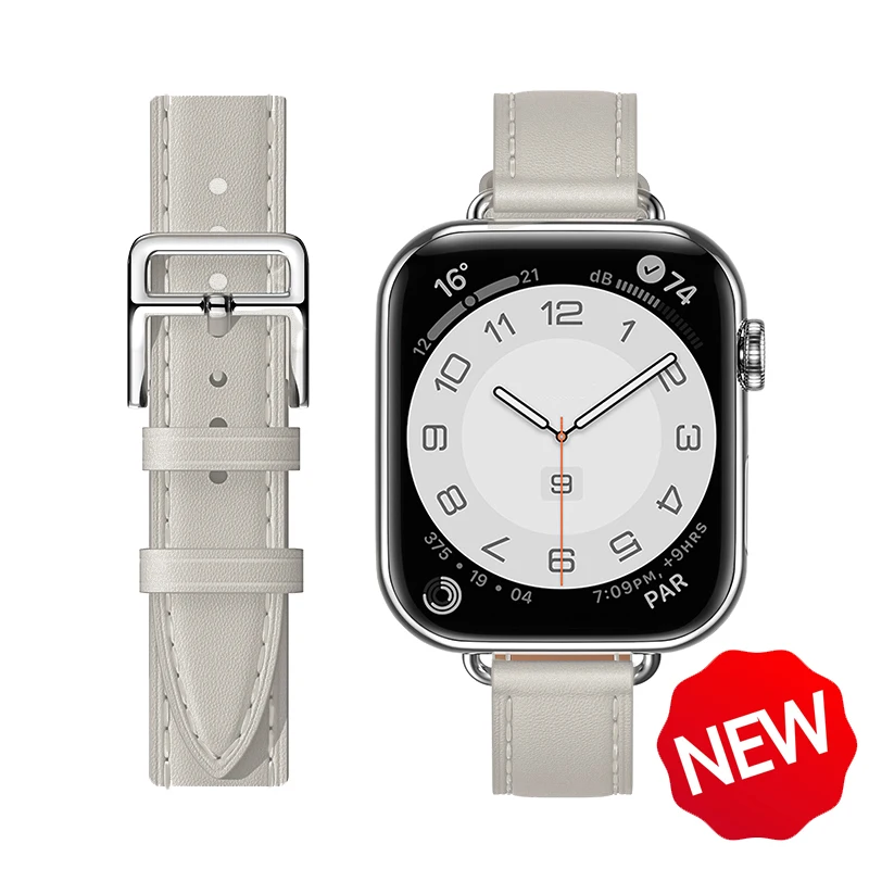 

Double Tour leather Strap For Apple Watch band 45mm 42mm 44mm Series 7 6 Se 5 4 3 2 for Iwatch 6 38mm 40mm Fashion Correa 41mm