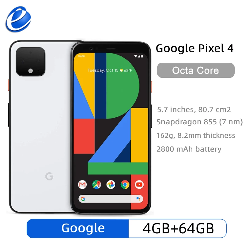 

Original Google Pixel 4 5.7" P-OLED Snapdragon 855 6GB RAM 64GB ROM Octa Core Andorid 10 Mobile phone Dual Rear Camera