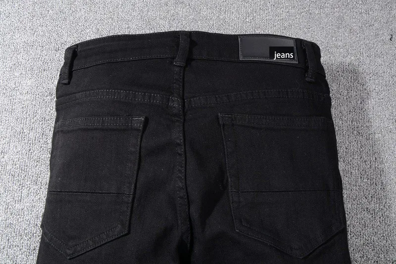 New Fashion 2023 Mens Jeans Black Cat-whiskers Diamond Young Slim Feet Pants for Men