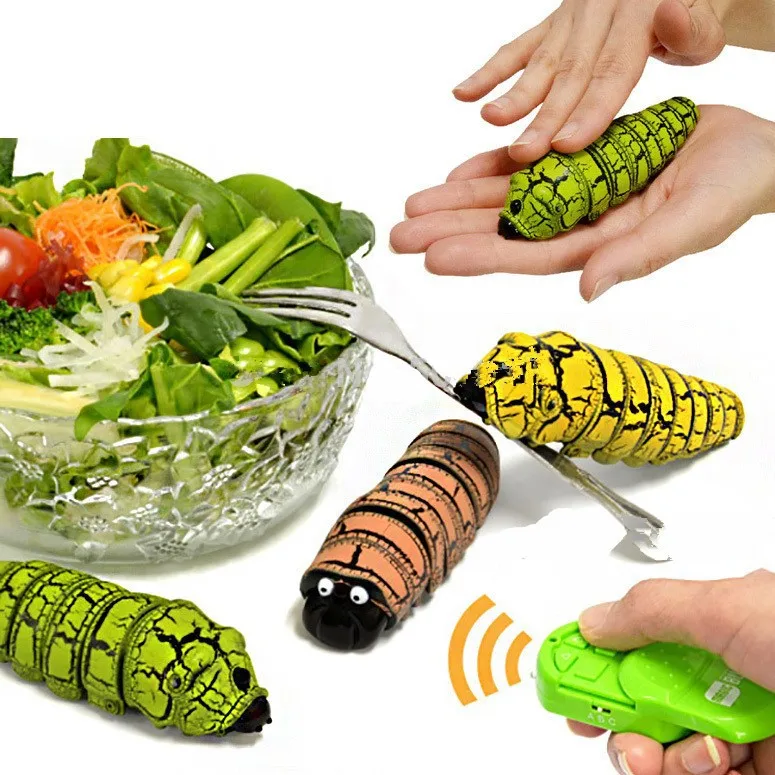 [Funny] Electronic pet Creative Simulation Remote Control RC Beetles Caterpillar Food insect toy Tricky Prank cary Toy kids gift