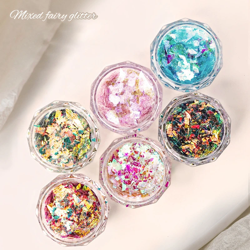 

Nail Art Sequins Aurora Illusion Glass Shards Coloured Glitter Sequins Glitter Nail Art Decorations Flaky Holographic Laser Glit
