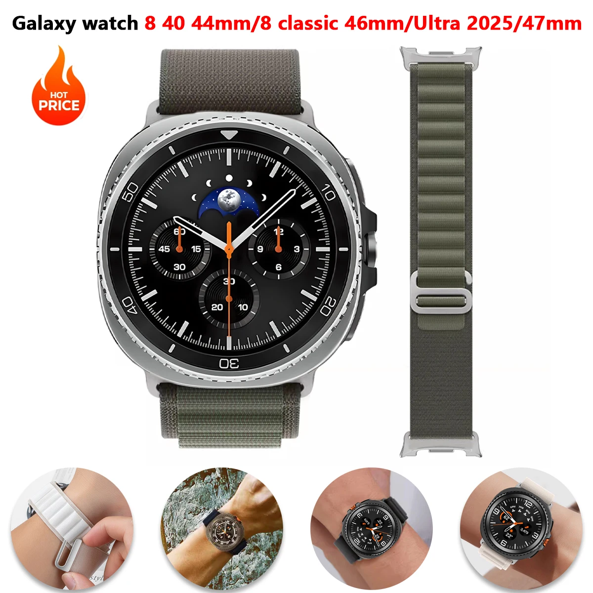 Фото Ремешок с альпийской петлей для Samsung Galaxy Watch 8/8 classic/Ultra 47 мм 44 мм 40 мм, спортивный браслет correa Galaxy watch 8 Band №2