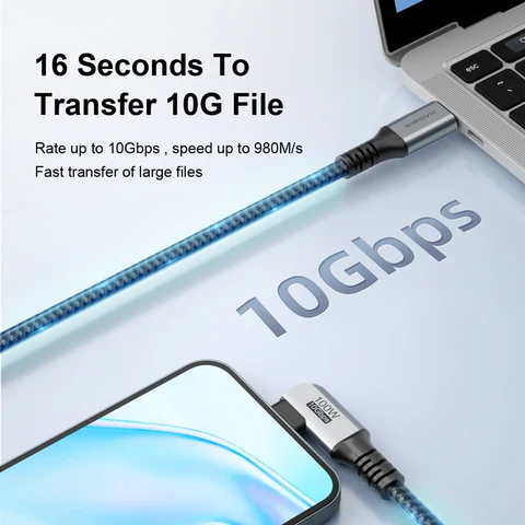 Кабель Hagibis USB C — USB C Кабель USB 3.2 Gen 2 Type C 10 Гбит/с 4K 60 Гц Видео 100 Вт Быстрая зарядка для iPhone 17 Macbook Pro iPad