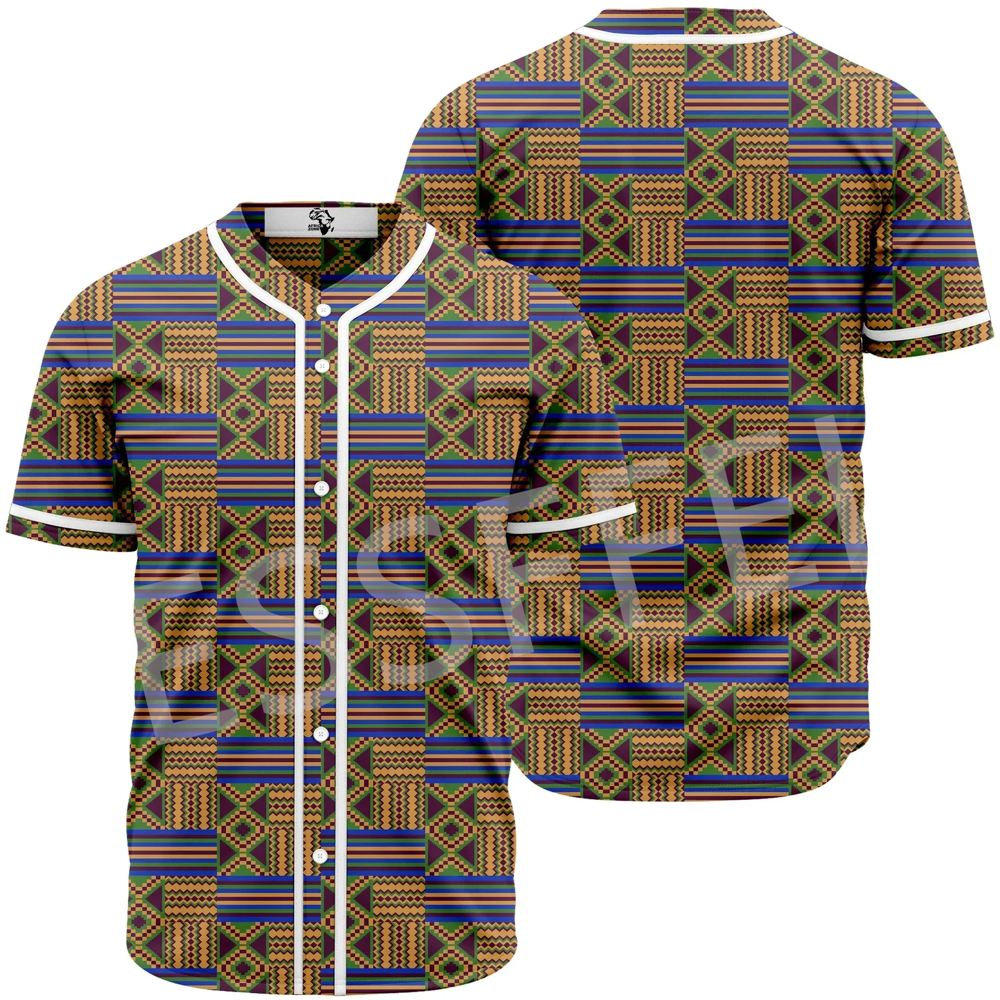 Newest Africa Country South Africa Ghana Kente Tribe Native Retro 3DPrint Summer Harajuku Baseball Jersey Shirts Short Sleeves A