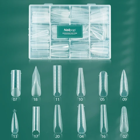 Nailpop Color Nail Dual Forms Set, 5 форм, 75 шт., прозрачные/цветные