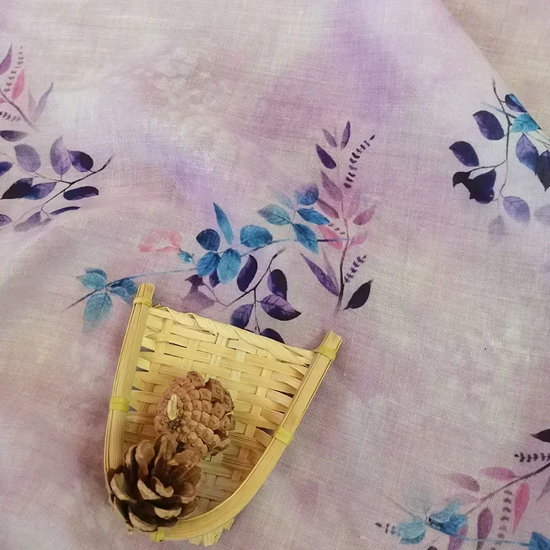 Женское дышащее платье из натуральной ткани рами длинное летнее с цифровым