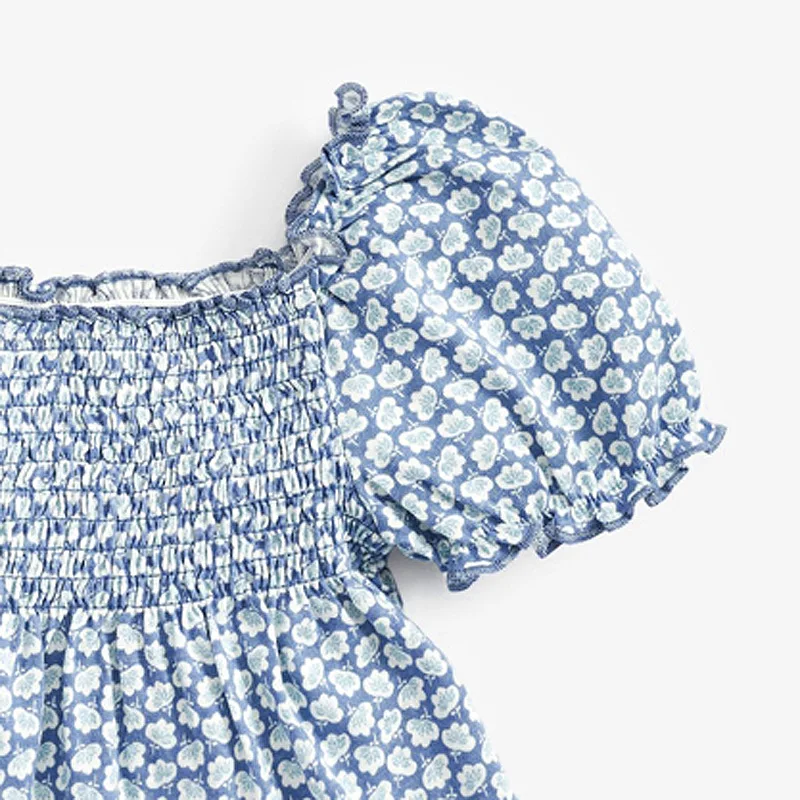 Детская хлопковая рубашка с коротким рукавом на возраст 0-7 лет