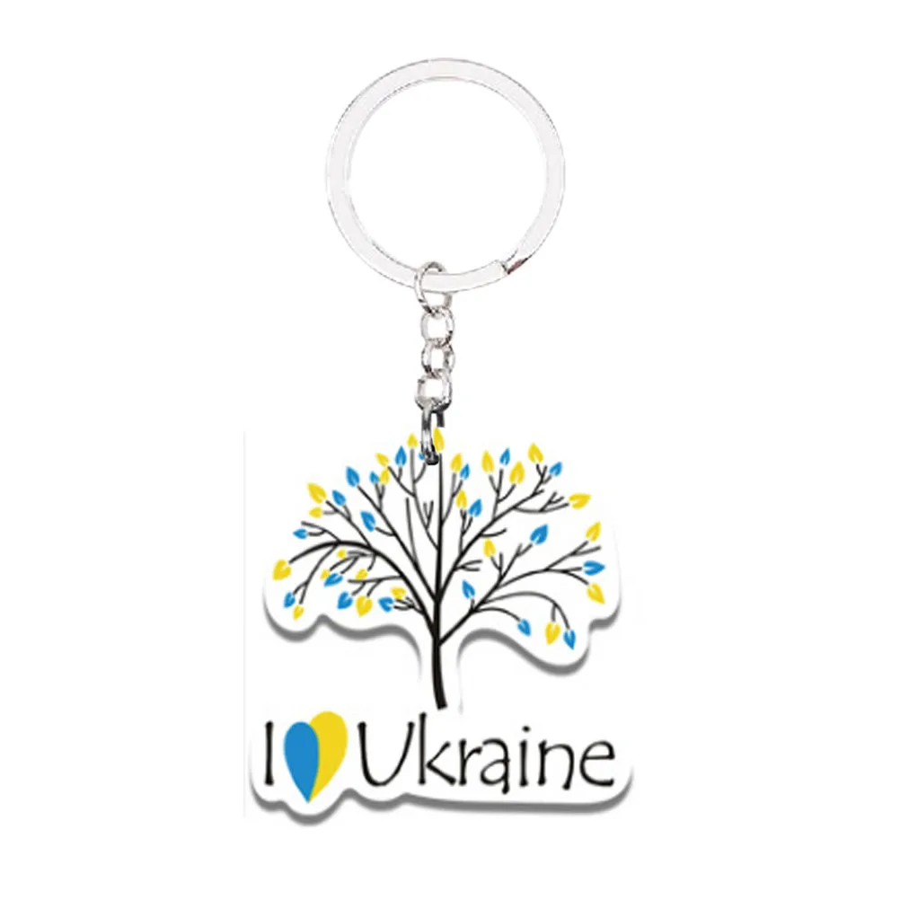 

Tryzub Love Peace Ukraine Keychain Handmade Glass Cabochon Retro Alloy Keyring Ukrainian Symbol Badge Bag Pendant Car Key Chains