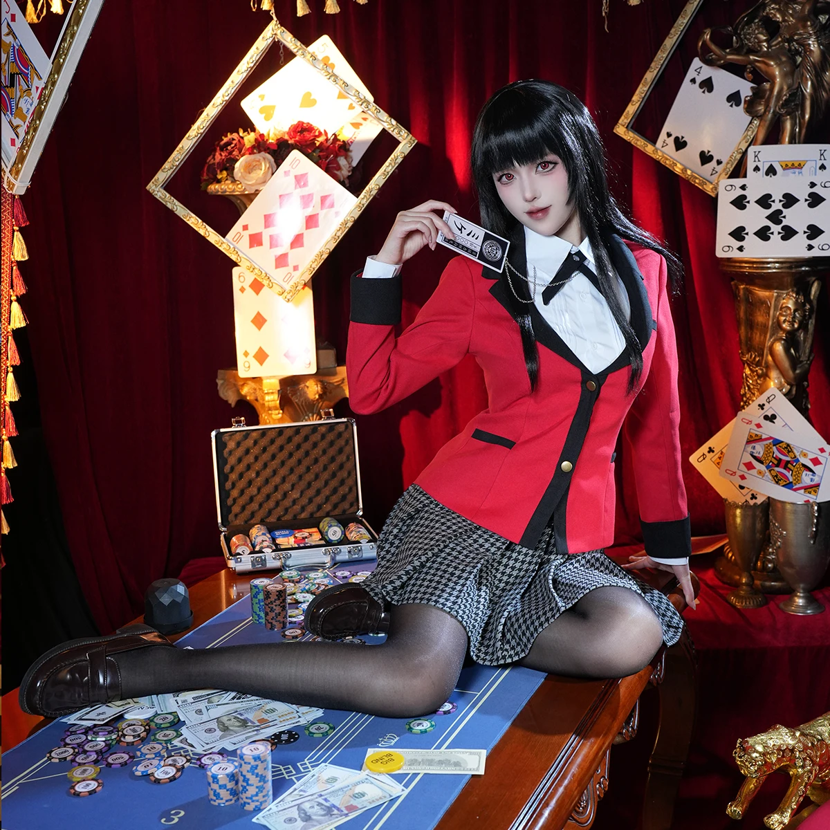 HOLOUN Kakegurui-Compulsive Gambler аниме Jabami Yumeko косплей костюм парик школьная форма кулон