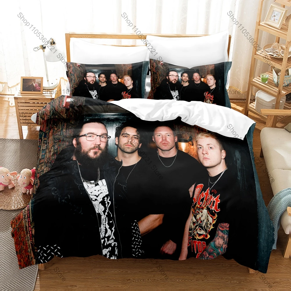 Фото Комплект постельного белья I PREVAIL: пододеяльник + 2 наволочки, современный дизайн с логотипом Metalcore Trauma True Power Skull, темный рок-стиль, декор для спальни №5