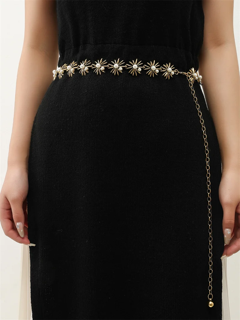 Jovivi Trendy Women Rhinestone Chain Dress Belt Metal Dress Link Belt Fashion Belly Crystal Waist Belts Skinny Cinch Waistband