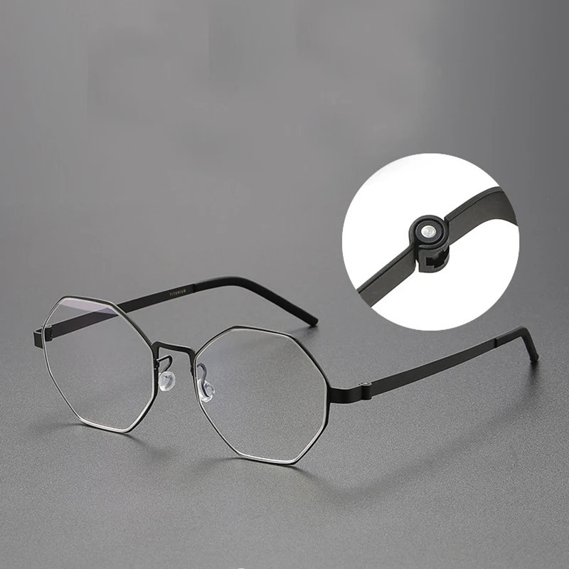 Новинка 2024 оправа для очков из чистого титана многогранная мужчин и женщин