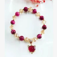 natural red tiger eyes gemstone beaded crystal bracelet single ring fashionable womens gifts jewelry hand string drop shipping