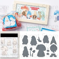 mushroom house metal cutting dies and clear stamps scrapbook material stencils for decoration template crafts new 2022 christmas