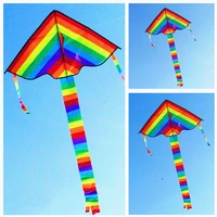 free shipping wholesale rainbow kite 100pcslot with flying tools outdoor fun sports kite factory child triangle color
