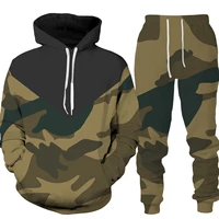 camping fishing camouflage hoodiepantssuits street style sportswear mens hoodies sweatpants 2 pice casual loose tracksuit set