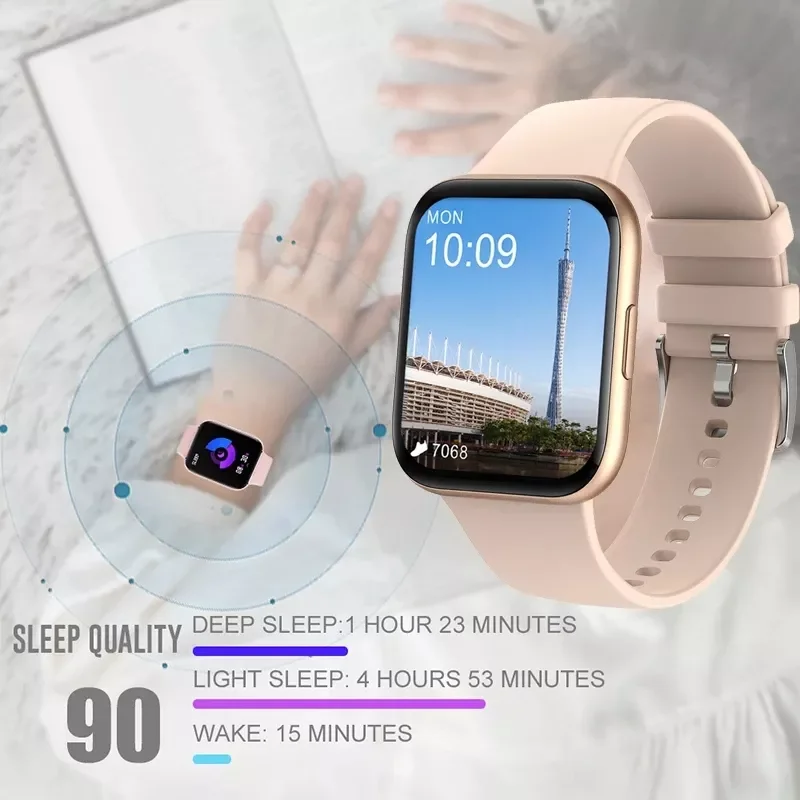 

New 1.69" Women Smart Watch Real-time Weather Forecast Tracker Heart Rate Monitor Sports Ladies Smart Watch Men For Android