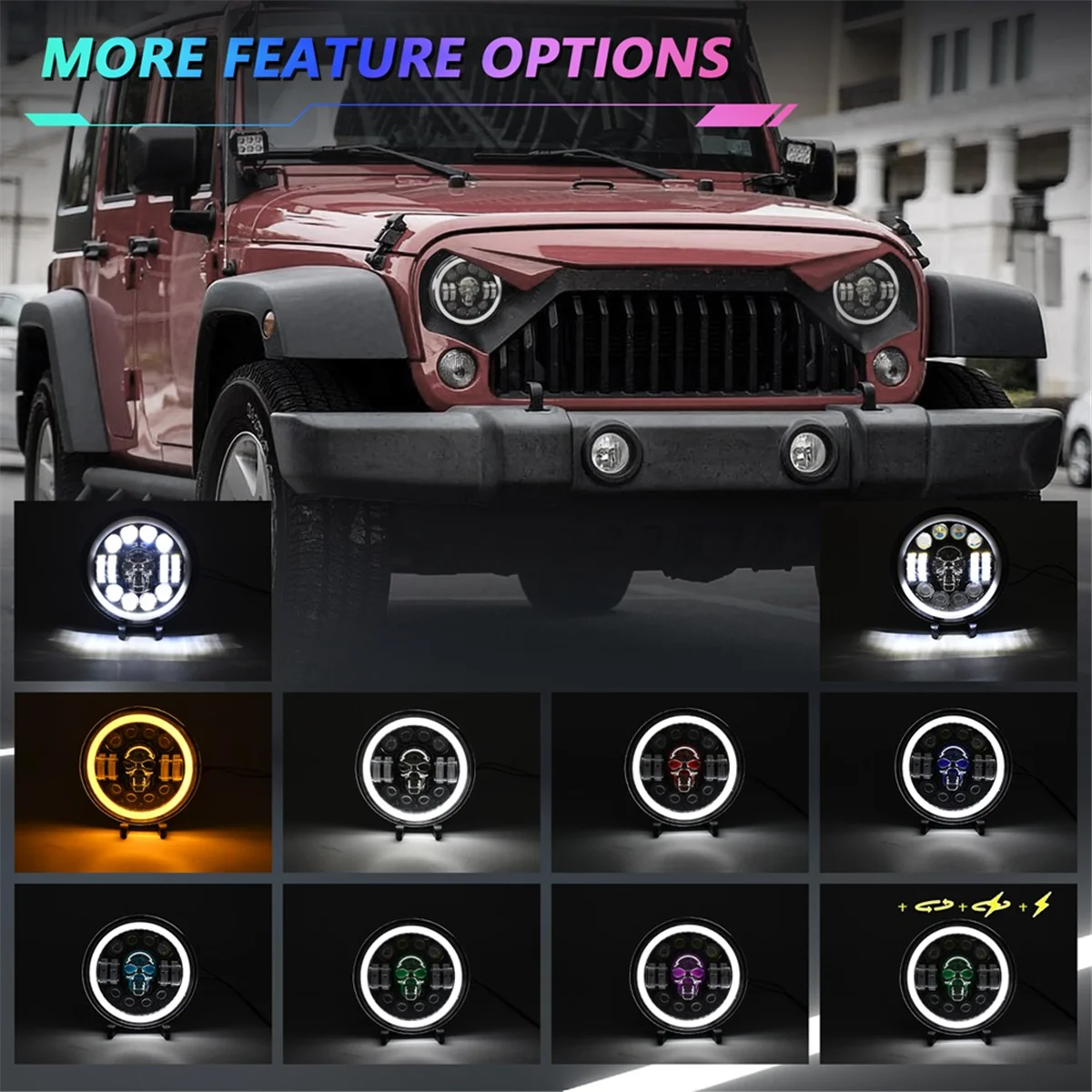 Круглые Фонари с черепом задние фонари диагональю 7 дюймов для внедорожника