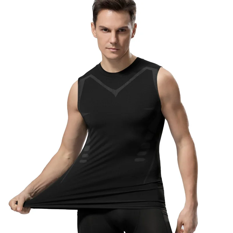 

Men's Sports Skin-tight Garment Vest Running Fast Dry Breathable Slim Sleeveless Elastic Vest Fitness Top