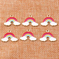10pcs 27x19mm colorful enamel rainbows charms for jewelry making girls cute earrings pendants necklaces diy crafts supplies