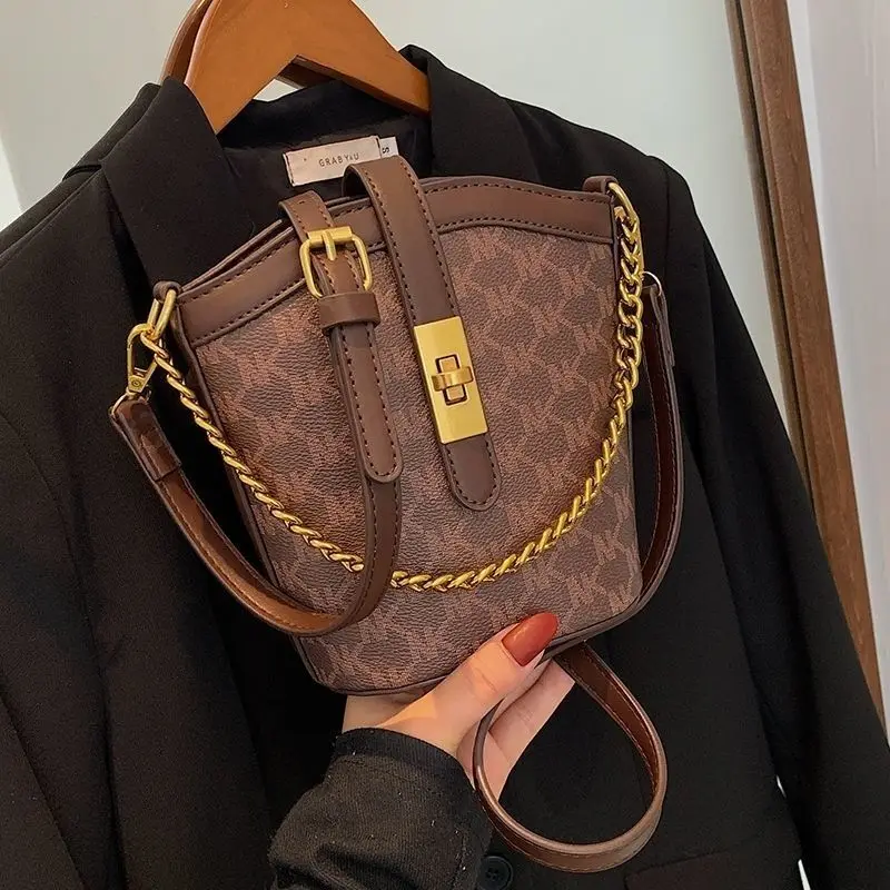 Commuter Small Bag Women's Summer New Fashion High Sense Fashion Crossbody Bag Small Soft Leather One Shoulder Bucket Bag