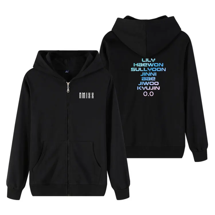 

Kpop NMIXX Zipper Hoodies Coat LILY HAEWON SULLYOON BAE JIWOO KYUJIN Print Hoodie Women Men Long Sleeve Sweatshirt Zip-up Jacket