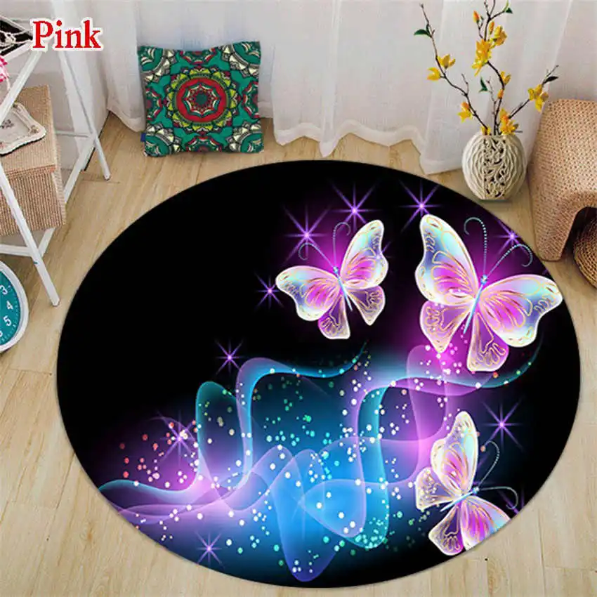 

Flower and Butterfly Round Carpet living Room Bedroom Rug Carpet for Living Room 3d children round rug Decorative Bedside Mat
