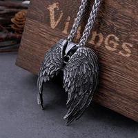 stainless steel classic angel wings necklace mens fashion animal boutique handmade hip hop pendant jewelry gift dropshipping
