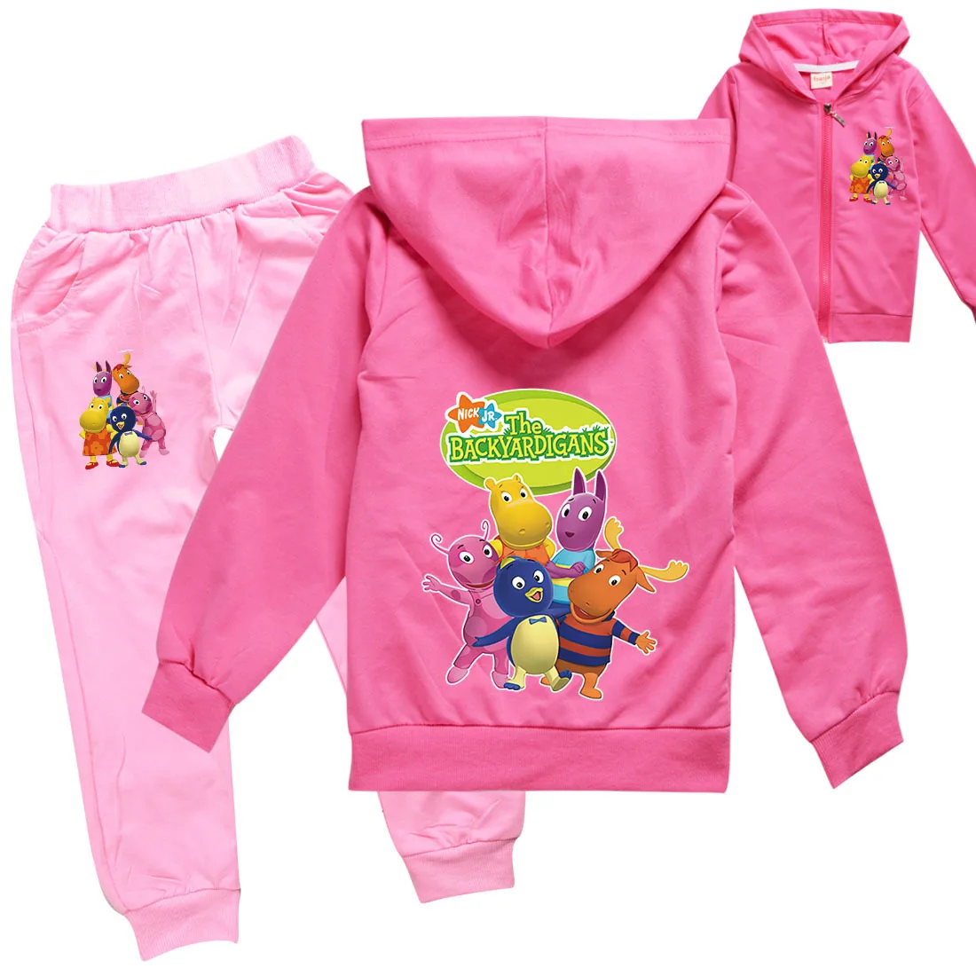 Комплект детской повседневной одежды с капюшоном на молнии и штанами |