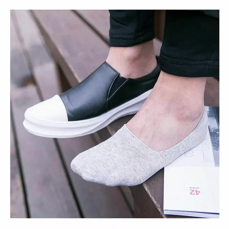 

New in Pairs Men Cotton Socks Summer Breathable Boat Socks Nonslip Loafer Ankle Low Cut Short Sock Male Sox for Shoes lingerie f