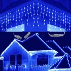 Уличная гирлянда на дом, рождественские украшения для дома, светодиодная гирлянда, сосулька, занавеска, светильник, свисающая 0,50,60,7 м, вилка европейского стандарта